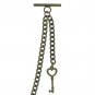 Albert Chain Pocket Watch Curb Link Chain Antique Brass Plating Fob T Bar AC41