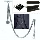 Albert Chain Silver Pocket Watch Curb Link Chain + Star Medal Fob T Bar AC74 Albert Chain Silver Pocket Watch Curb Link Chain + Star Medal Fob T Bar AC74