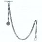 Albert Chain Silver Pocket Watch Curb Link Chain + Star Medal Fob T Bar AC74