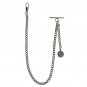 Albert Chain Silver Pocket Watch Curb Link Chain + Star Medal Fob T Bar AC74