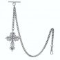 Albert Chain Silver Pocket Watch Curb Link Chain Religious Cross Fob T Bar AC77