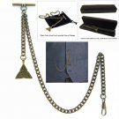 Albert Chain Pocket Watch Curb Link Chain Antique Brass Plating Fob T Bar AC29 Albert Chain Pocket Watch Curb Link Chain Antique Brass Plating Fob T Bar AC29