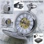 Silver Mechanical Pocket Watch Big Polish Brass Case Gold Skeleton Chain Box P42