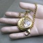 Mechanical Pocket Watch Gold Skeleton See-Through Back 43 MM with Fob Chain P45