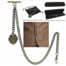 Albert Chain Pocket Watch Curb Link Chain Antique Brass Initial N Fob T Bar AC84 Albert Chain Pocket Watch Curb Link Chain Antique Brass Initial N Fob T Bar AC84