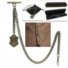 Albert Chain Pocket Watch Curb Link Chain Antique Brass Initial K Fob T Bar AC86 Albert Chain Pocket Watch Curb Link Chain Antique Brass Initial K Fob T Bar AC86