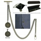 Albert Chain Pocket Watch Curb Link Chain Antique Brass Old Coin Medal T Bar A93 Albert Chain Pocket Watch Curb Link Chain Antique Brass Old Coin Medal T Bar A93