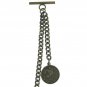 Albert Chain Pocket Watch Curb Link Chain Antique Brass Old Coin Medal T Bar A93