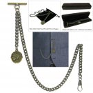 Albert Chain Pocket Watch Curb Link Chain Antique Brass Warrior Medal T Bar AC92 Albert Chain Pocket Watch Curb Link Chain Antique Brass Warrior Medal T Bar AC92