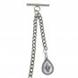 Albert Chain Silver Pocket Watch Curb Link Chain Fleur-de-lis Medal Fob T Bar 96