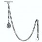 Albert Chain Silver Pocket Watch Curb Link Chain Fleur-de-lis Medal Fob T Bar 96