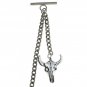 Albert Chain Silver Pocket Watch Curb Link Chain Cow Skull Design Fob T Bar 97