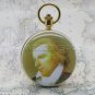 14K Gold Germany Friedrich Schiller Enamel Pocket Watch Chain Leather Pouch Box
