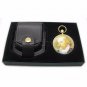 14K Gold Germany Friedrich Schiller Enamel Pocket Watch Chain Leather Pouch Box