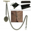 Albert Chain Pocket Watch Curb Link Chain Antique Brass Initial A Fob T Bar AC89