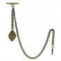 Albert Chain Pocket Watch Curb Link Chain Antique Brass Initial R Fob T Bar AC90