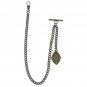 Albert Chain Pocket Watch Curb Link Chain Antique Brass Initial R Fob T Bar AC90