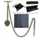 Albert Chain Pocket Watch Curb Link Chain Antique Brass Letter U Fob T Bar AC91 Albert Chain Pocket Watch Curb Link Chain Antique Brass Letter U Fob T Bar AC91