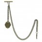 Albert Chain Pocket Watch Curb Link Chain Antique Brass Letter U Fob T Bar AC91