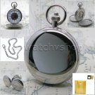 Mechanical Pocket Watch Men 50 mm Silver Polish Brass Skeleton with Chain Box 36 Mechanical Pocket Watch Men 50 mm Silver Polish Brass Skeleton with Chain Box 36