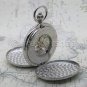 Mechanical Pocket Watch Men 50 mm Silver Polish Brass Skeleton with Chain Box 36