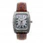Linda Dano Silver Square Women Watch Crystals Mineral Len Leather Strap WL19B