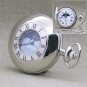 Silver Pocket Watch Polish Solid Brass with Sun Moon Fob Chain & Gift Box P52PR