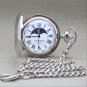 Silver Pocket Watch Polish Solid Brass with Sun Moon Fob Chain & Gift Box P52PR