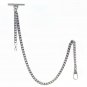 Albert Chain Pocket Watch Curb Link Chain Silver Color Plating Fob T Bar AC34