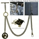 Albert Chain Pocket Watch Chain Brass Color 2 Ways Vests & Jeans Fob T Bar ACT03