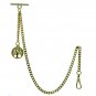 GOLD Albert Chain Pocket Watch Curb Link Chain T Bar Swivel Clip Cross Fob AC107