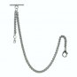 Albert Chain Pocket Watch Spiga Wheat Chain Silver Color Plating Fob T Bar AC108