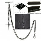 Albert Chain Silver Pocket Watch Curb Link Chain + Religious Cross Fob T Bar 76 Albert Chain Silver Pocket Watch Curb Link Chain + Religious Cross Fob T Bar 76