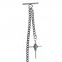 Albert Chain Silver Pocket Watch Curb Link Chain + Religious Cross Fob T Bar 76