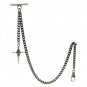 Albert Chain Silver Pocket Watch Curb Link Chain + Religious Cross Fob T Bar 76