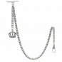 Albert Chain Pocket Watch Curb Link Chain Silver Plating Crown Fob T Bar AC04