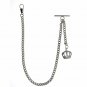 Albert Chain Pocket Watch Curb Link Chain Silver Plating Crown Fob T Bar AC04