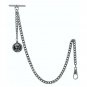 Albert Chain Pocket Watch Curb Link Chain Antique Silver Plating Fob T Bar AC101