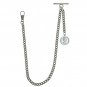Albert Chain Pocket Watch Curb Link Chain Antique Silver Plating Fob T Bar AC101