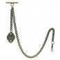Albert Chain Pocket Watch Curb Link Chain Antique Brass Letter C Fob T Bar AC87