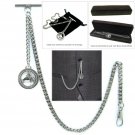 Albert Chain Pocket Watch Curb Link Chain Silver Plating Horse Fob T Bar AC56