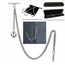 Albert Chain Pocket Watch Curb Link Chain Silver Color Plating Fob T Bar AC67 Albert Chain Pocket Watch Curb Link Chain Silver Color Plating Fob T Bar AC67