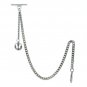 Albert Chain Pocket Watch Curb Link Chain Silver Color Plating Fob T Bar AC67