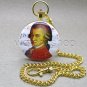 Mozart Memorial Pocket Watch Gold 50 MM Brass Case 14" Heavy Curb Chain C33