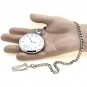 Silver Antique Men Quartz Open Face Pocket Watch small second Chain Gift Box 166
