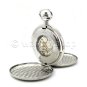 HERITAGE TIME Silver Mechanical Pocket Watch Skeleton Large 50 MM + Fob Chain 24