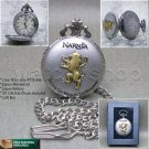NARNIA Pocket Watch Lion Witch Wardrobe Japan Quartz with Chain and Gift Box C11