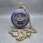 GOLD Antique US Police Badge Mens Quartz Pocket Watch Fob Chain Gift Box C45A