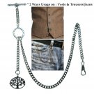 Albert Chain Pocket Watch Chain Silver Color 2 Ways Vest & Jean Fob T Bar ACT12 Albert Chain Pocket Watch Chain Silver Color 2 Ways Vest & Jean Fob T Bar ACT12