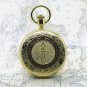 Christian Religious CROSS Gold Antique Quartz Pocket Watch on chain Gift Box C34
